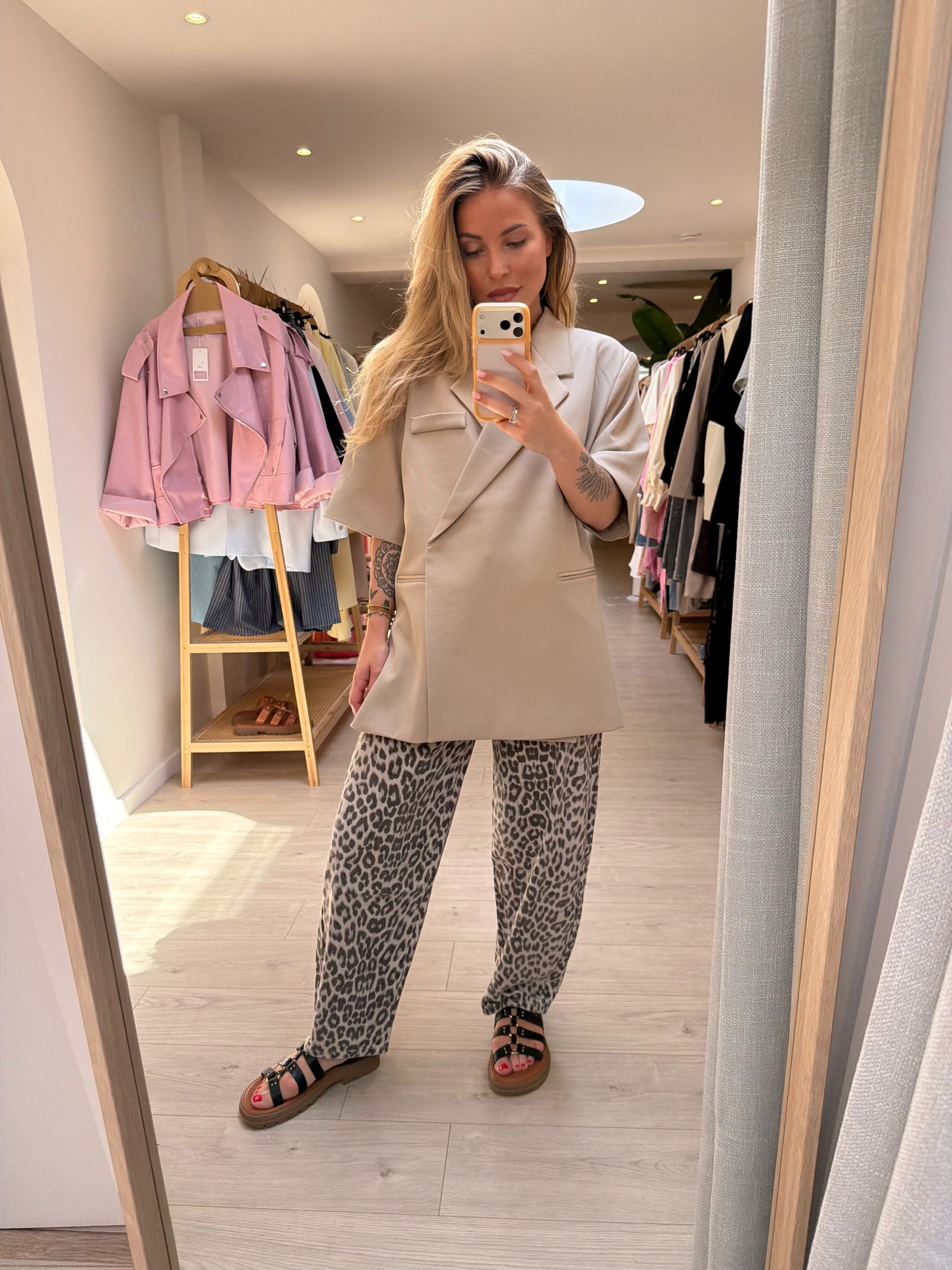 Blazer manches courtes beige