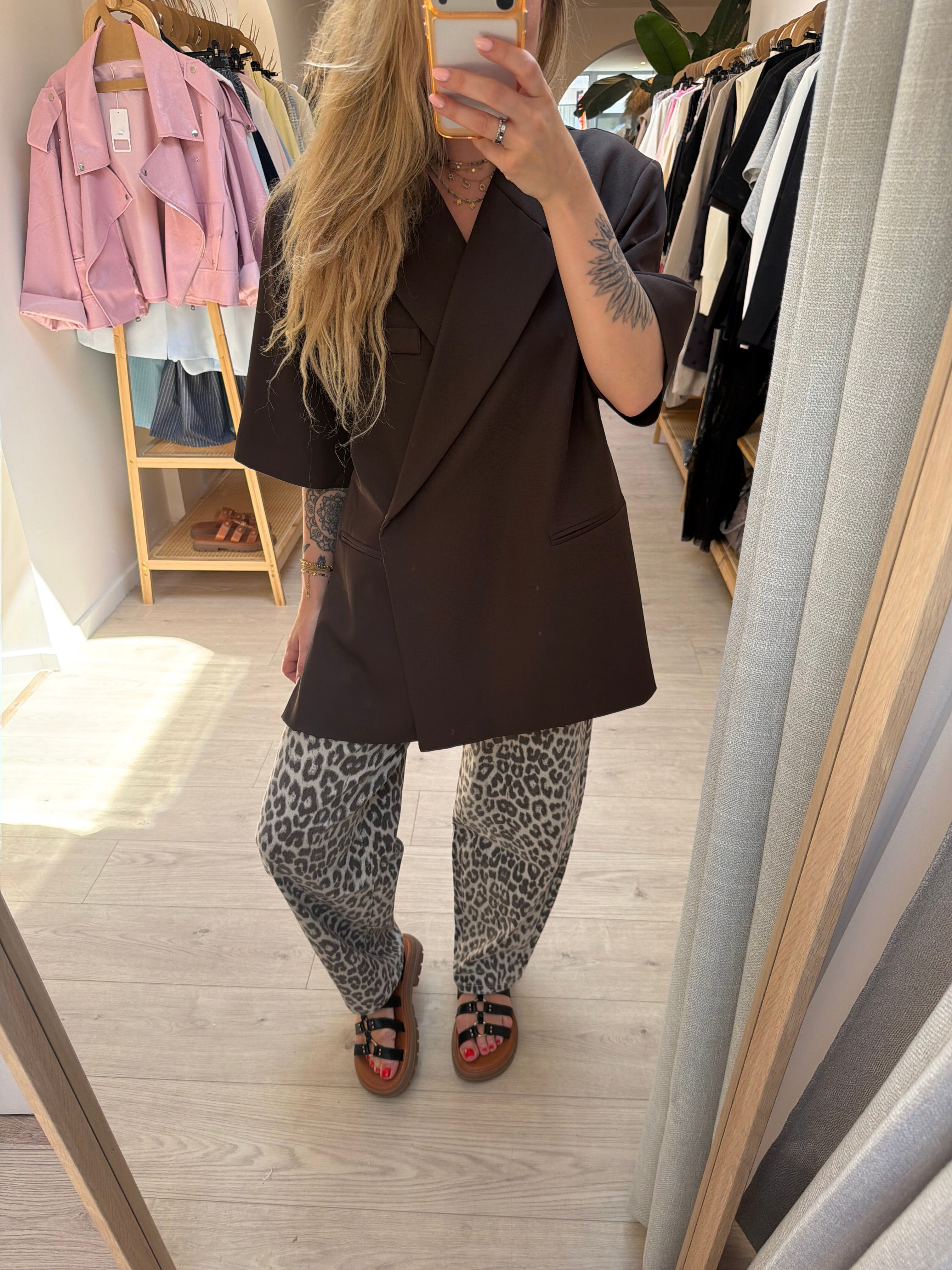 Blazer manches courtes brun
