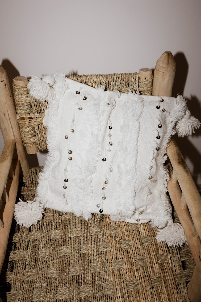 Coussin pailleté blanc