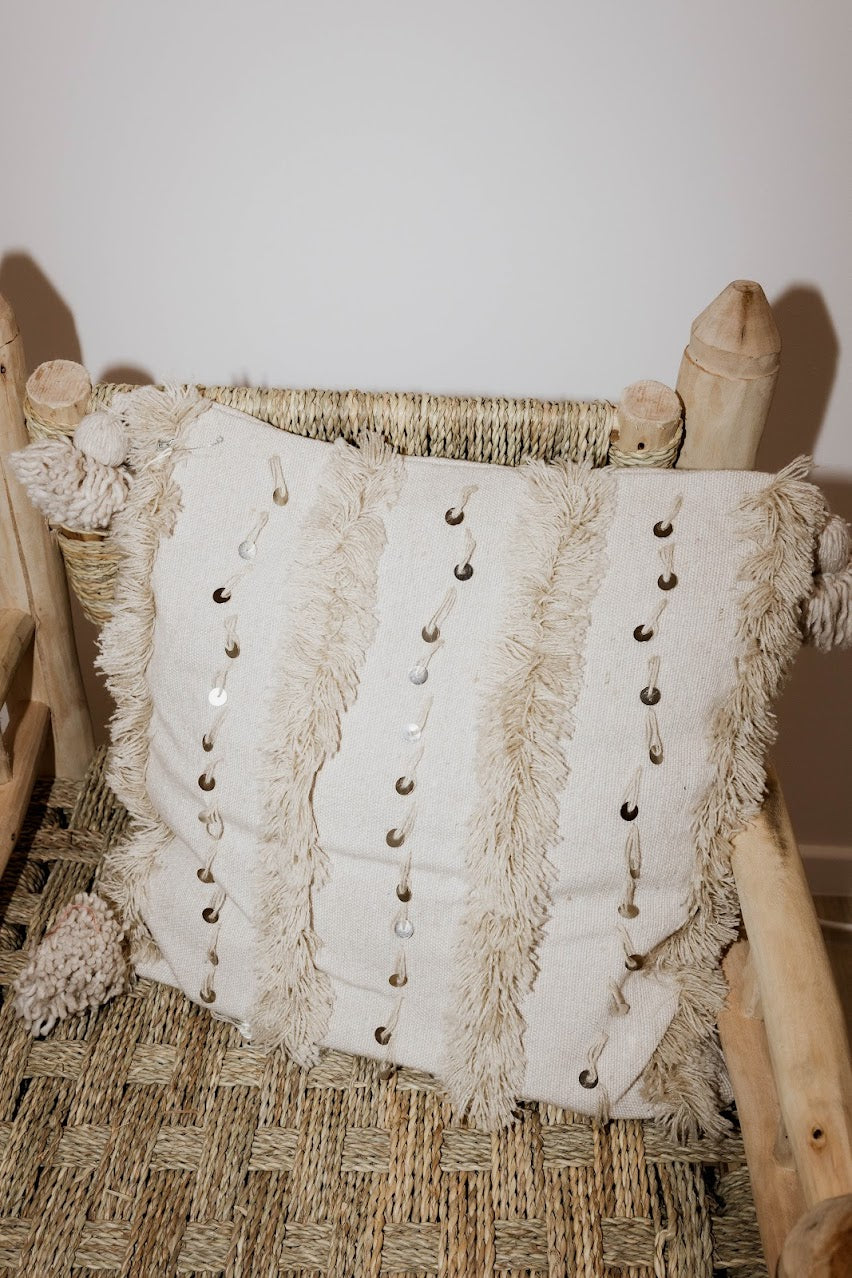 Coussin pailleté beige