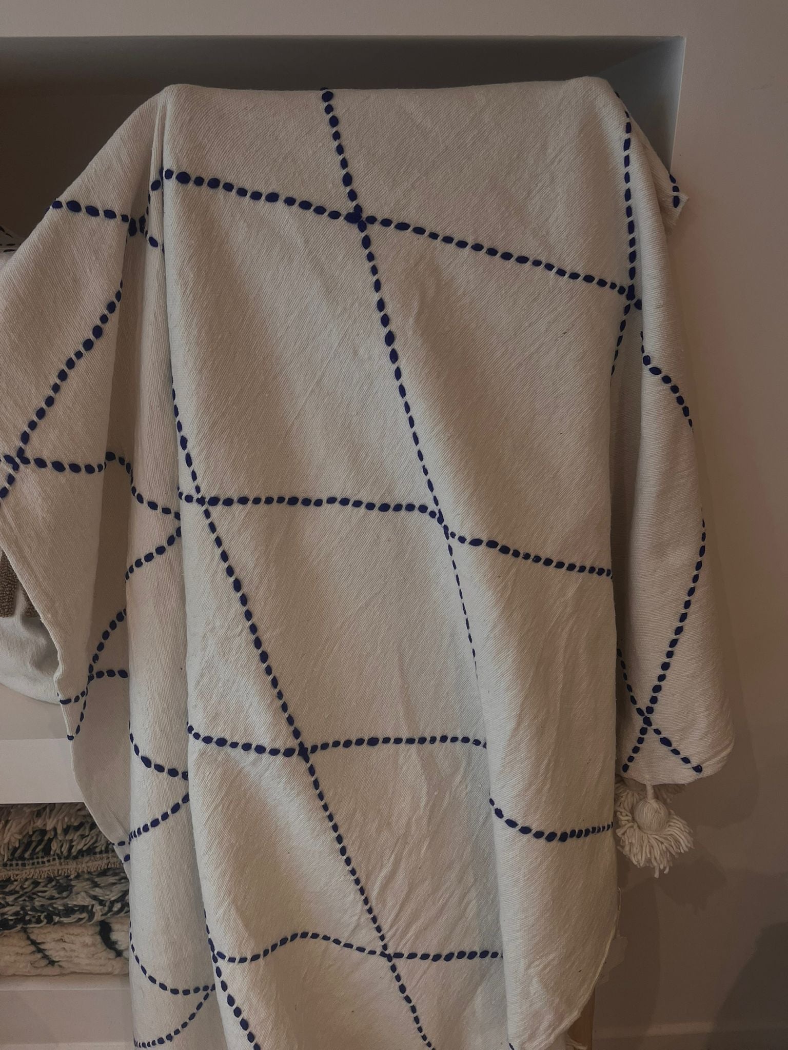 Plaid blanc losanges bleus